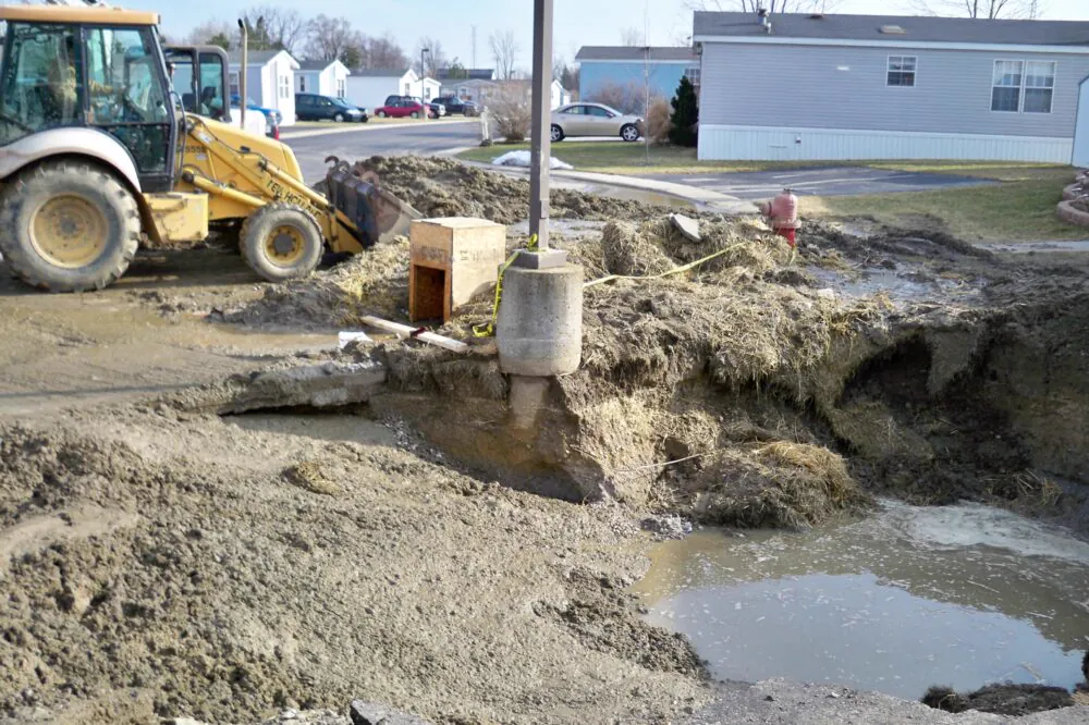 Street excavation for underground utility work